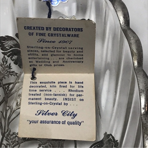 Sterling on Crystal Flanders Flowers Serving Dish Silver City Vtg Deco - Picture 4 of 7